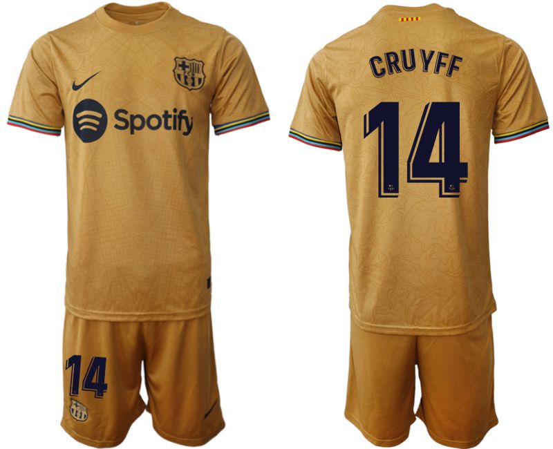 Men 2022-2023 Club Barcelona away yellow #14 Soccer Jersey